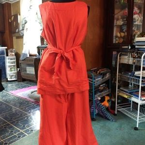 Jessica LondonOrange Linen Pantsuit